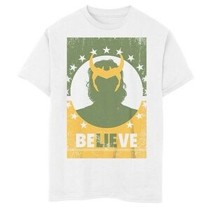 💫NWT - MARVEL Men’s Loki BeLIEve Poster Heather White Short Sleeve Size Large